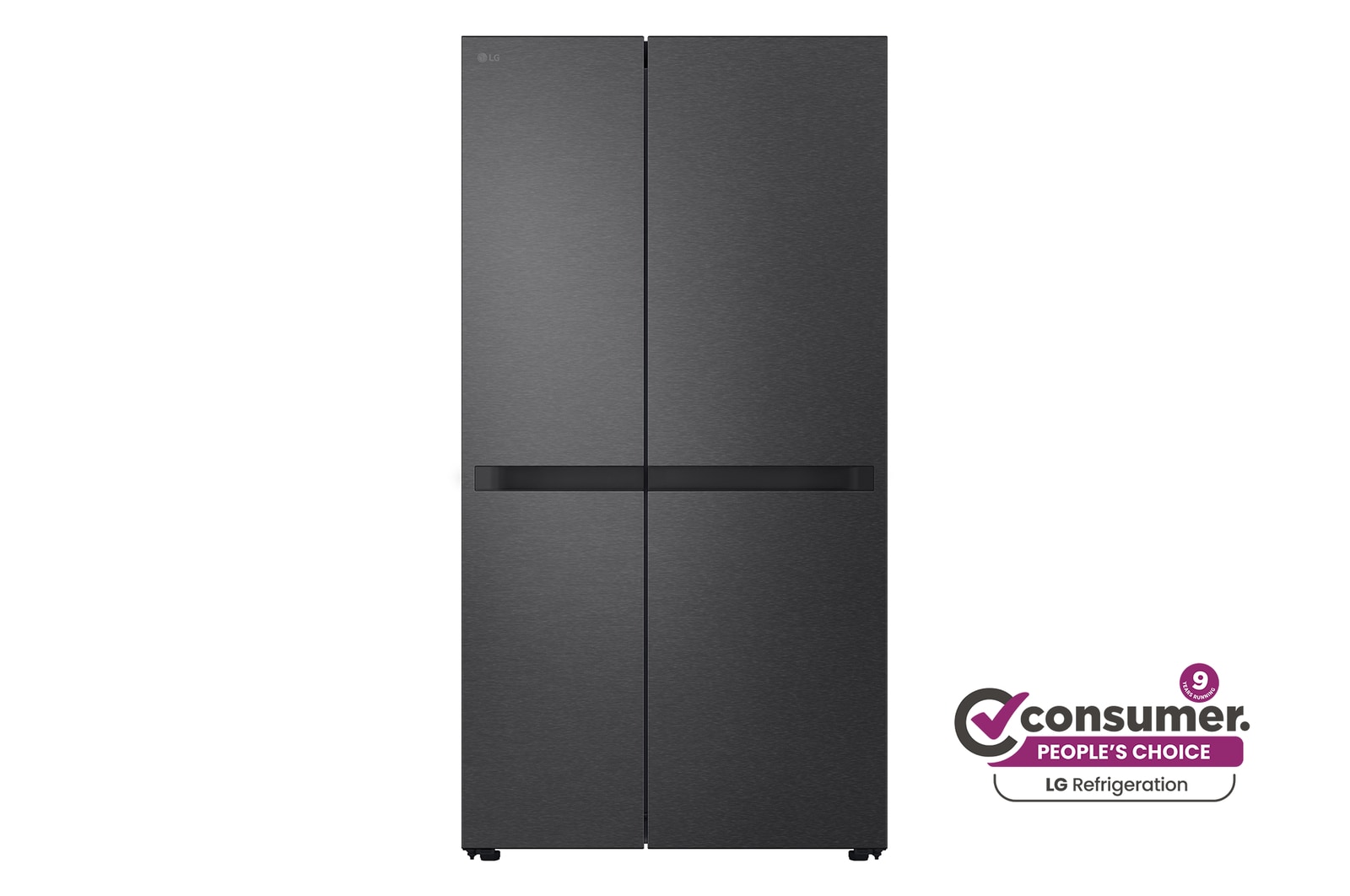 Front view of 664L Side by Side Fridge - Matte Black GS-B599MBL