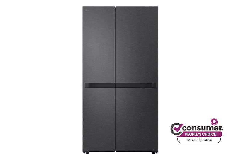Front view of 664L Side by Side Fridge - Matte Black GS-B599MBL