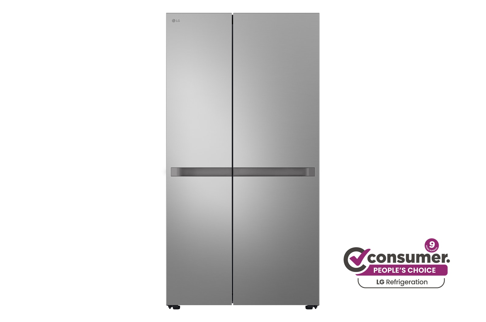 Front view of 664L Side by Side Fridge - Stainless Finish GS-B599PL