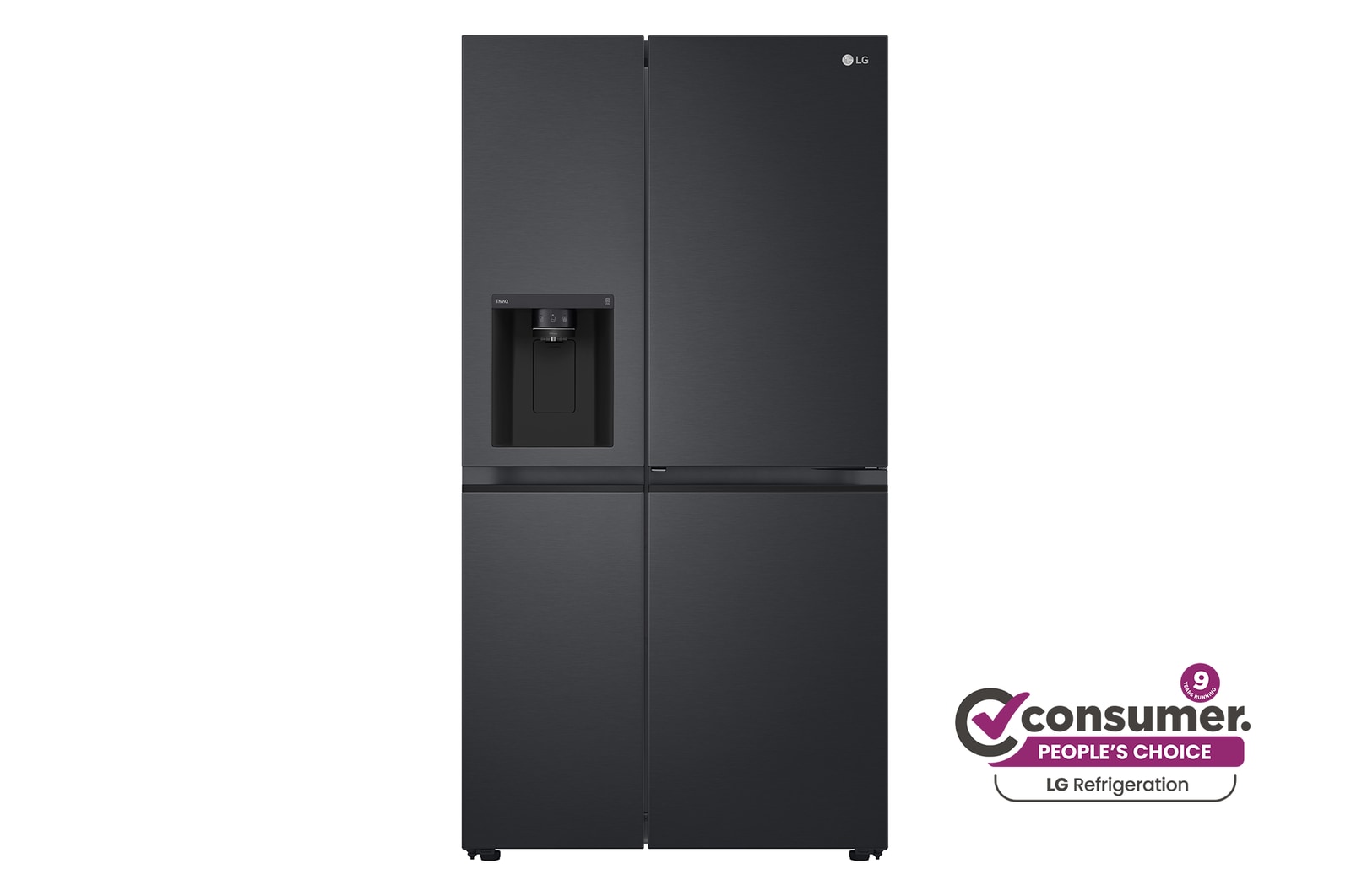 Front view of 635L Side by Side Fridge with Craft Ice™ GS-D600MBLC