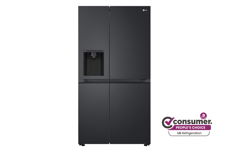 Front view of 635L Side by Side Fridge with Craft Ice™ GS-D600MBLC