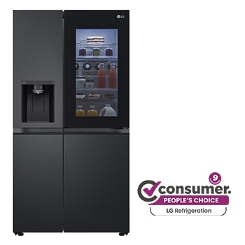 Front view of 635L Side by Side Fridge with InstaView™ GS-V600MBLC