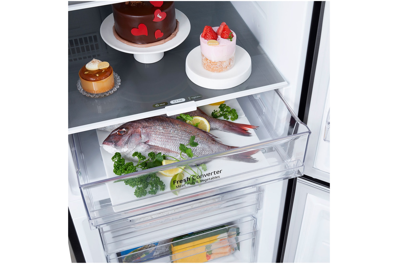 LG 335L Bottom Mount Fridge - Matte Black Finish, GB-B300MBL