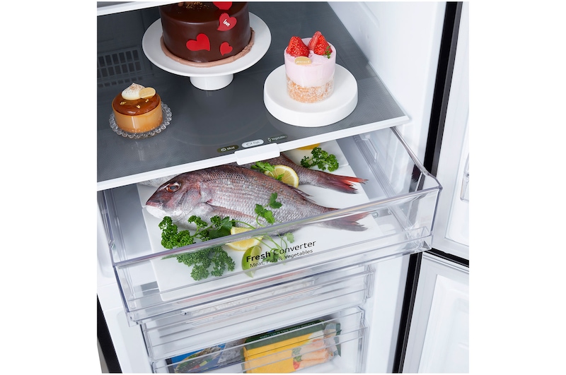 LG 335L Bottom Mount Fridge - Matte Black Finish, GB-B300MBL