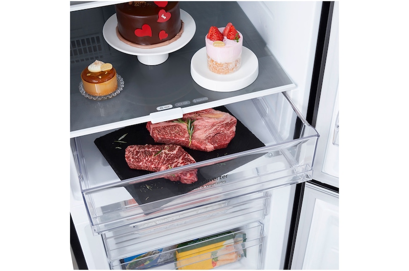 LG 335L Bottom Mount Fridge - Matte Black Finish, GB-B300MBL