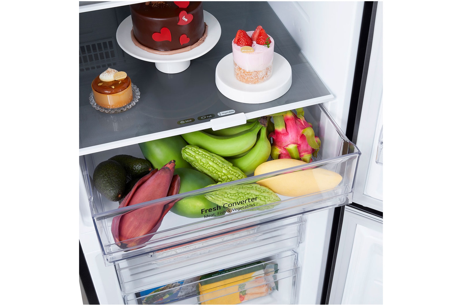 LG 335L Bottom Mount Fridge - Matte Black Finish, GB-B300MBL