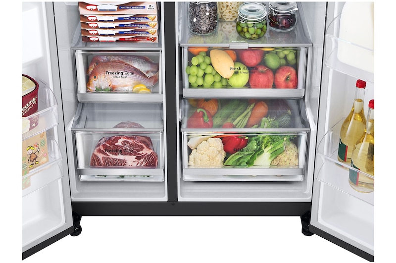 LG 635L Side by Side Fridge - Plumbed, GS-L600MBL