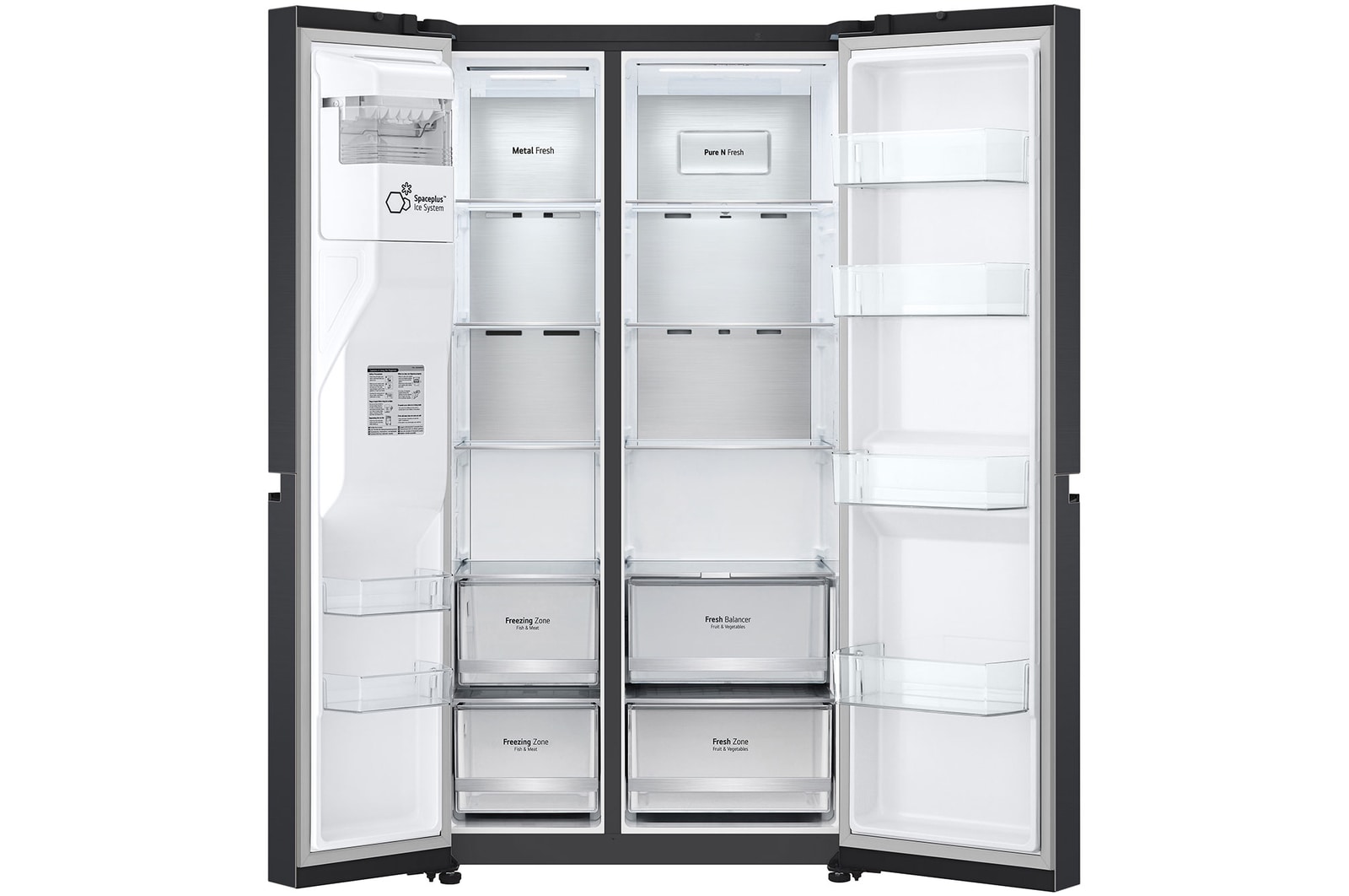 LG 635L Side by Side Fridge - Plumbed, GS-L600MBL