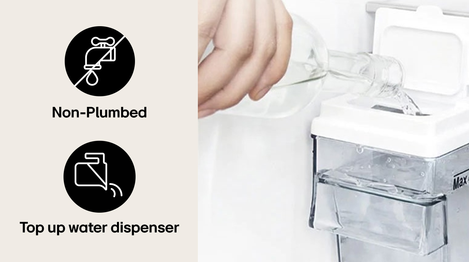 Topping up water container in the fridge	