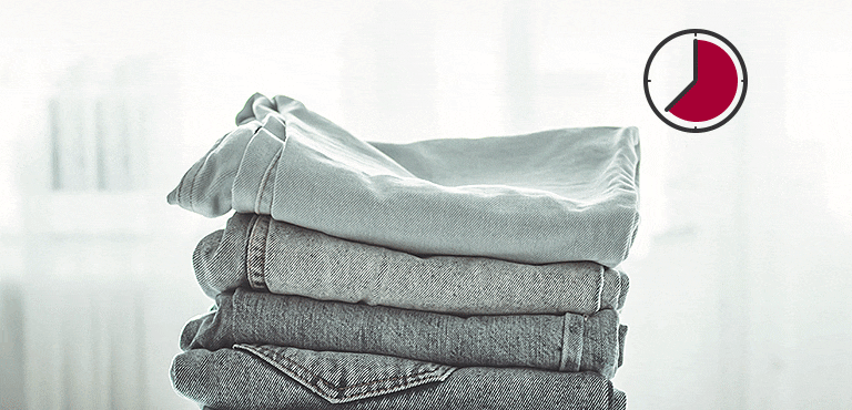 a stack of different fabrics and drying times