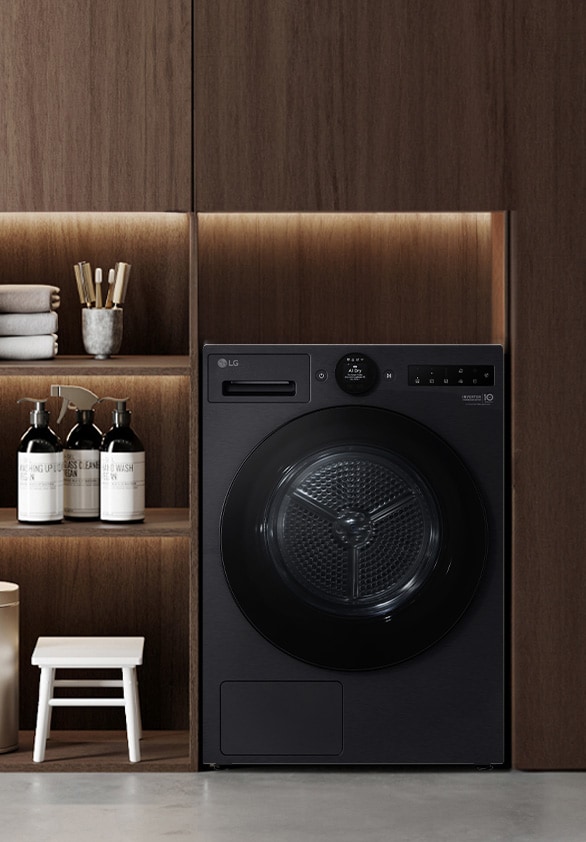 LG dryer in the living room.