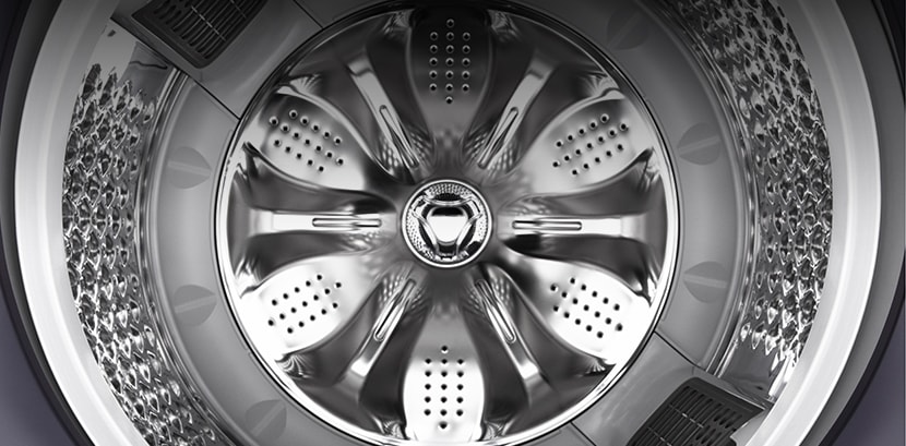 Shiny spacious inner drum with embossed surface