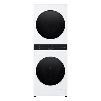 Front view of 12/10kg LG WashTower™ Black Steel - Unit Body, Center Control™, AI DD™ WWT-1210MBK