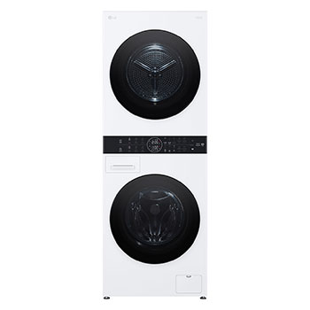 Front view of 12/10kg LG WashTower™ Black Steel - Unit Body, Center Control™, AI DD™ WWT-1210MBK