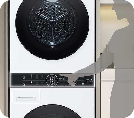 Operation of the control panel located in the centre of the washing machine	