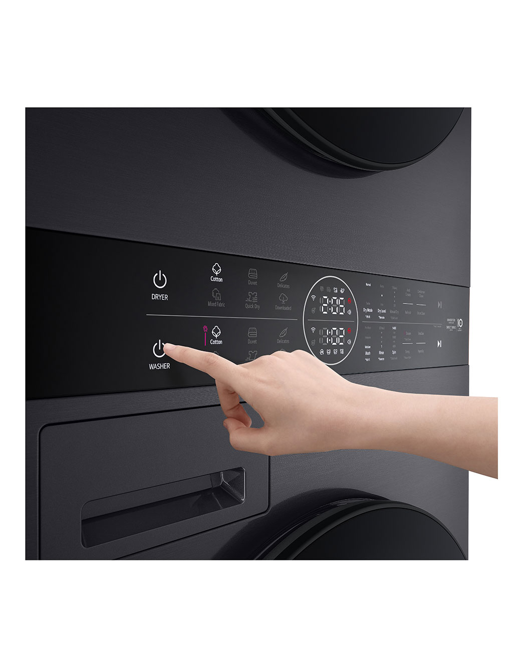 Lg Stack 12/10kg WashTower™ Stacked Washer Dryer Black | LG New Zealand