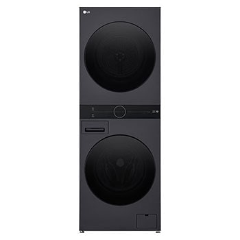 Front view of 12/10kg WashTower™ Stacked Washer Dryer Black WWT-1210BX