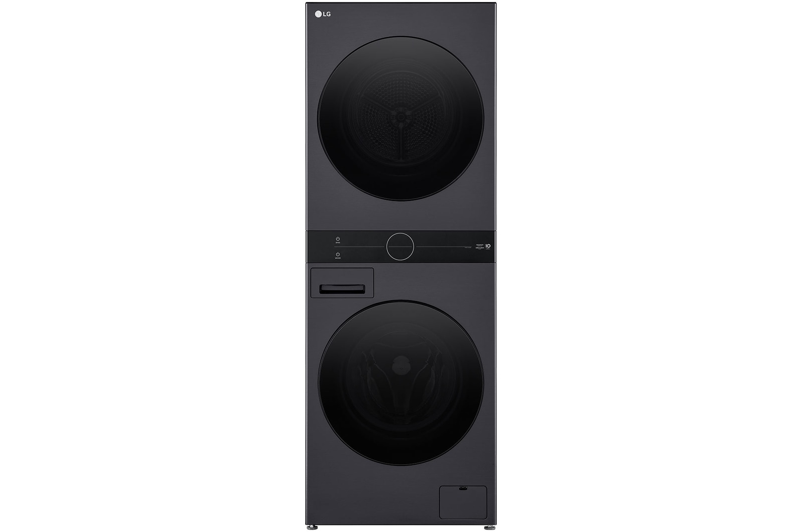 Front view of 12/10kg WashTower™ Stacked Washer Dryer Black WWT-1210BX
