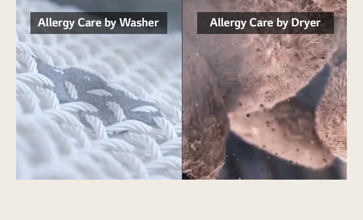 Left - Allergy Care by Washer , right - Allergy Care by Dryer	