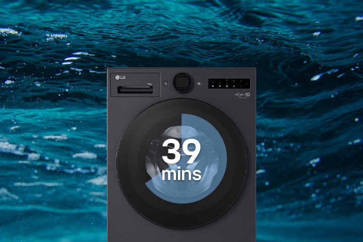 Thirty-nine minutes is written on the washing machine.