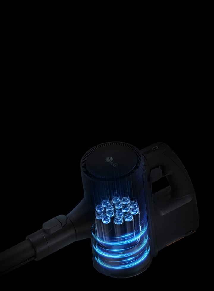 A9L vacuum showing airflow and dust separation with Dual Turbo Cyclone™ technology.