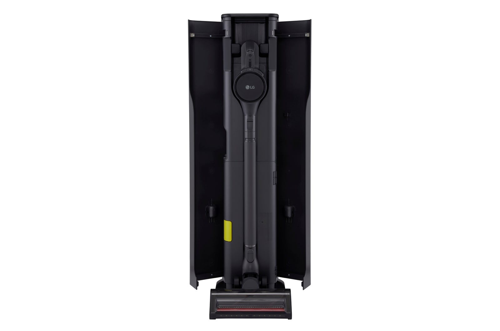 All-in-one Tower. Sleek vertical tower stores and charges the vacuum while blending into modern interior décor.