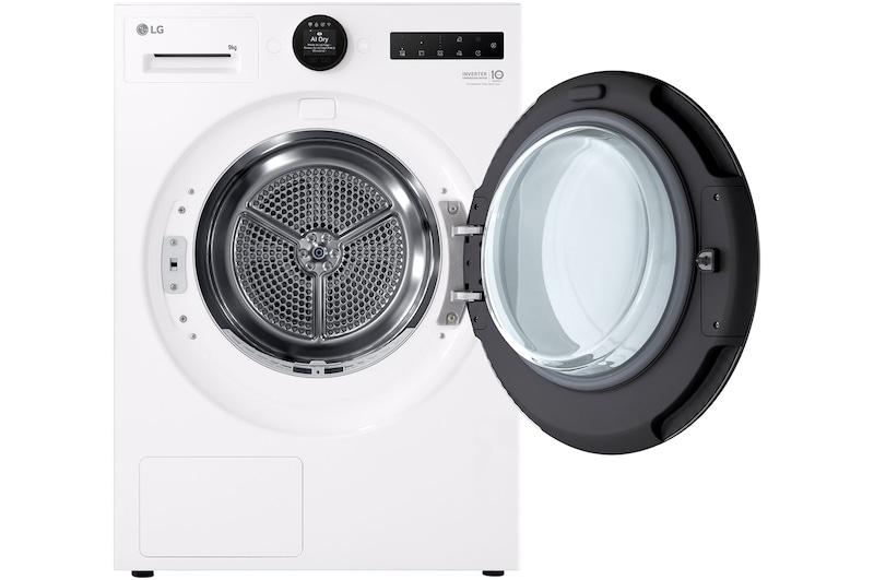 LG 9kg Series 9 Heat Pump Dryer - 9 Star, DXH9-09W, Door Open