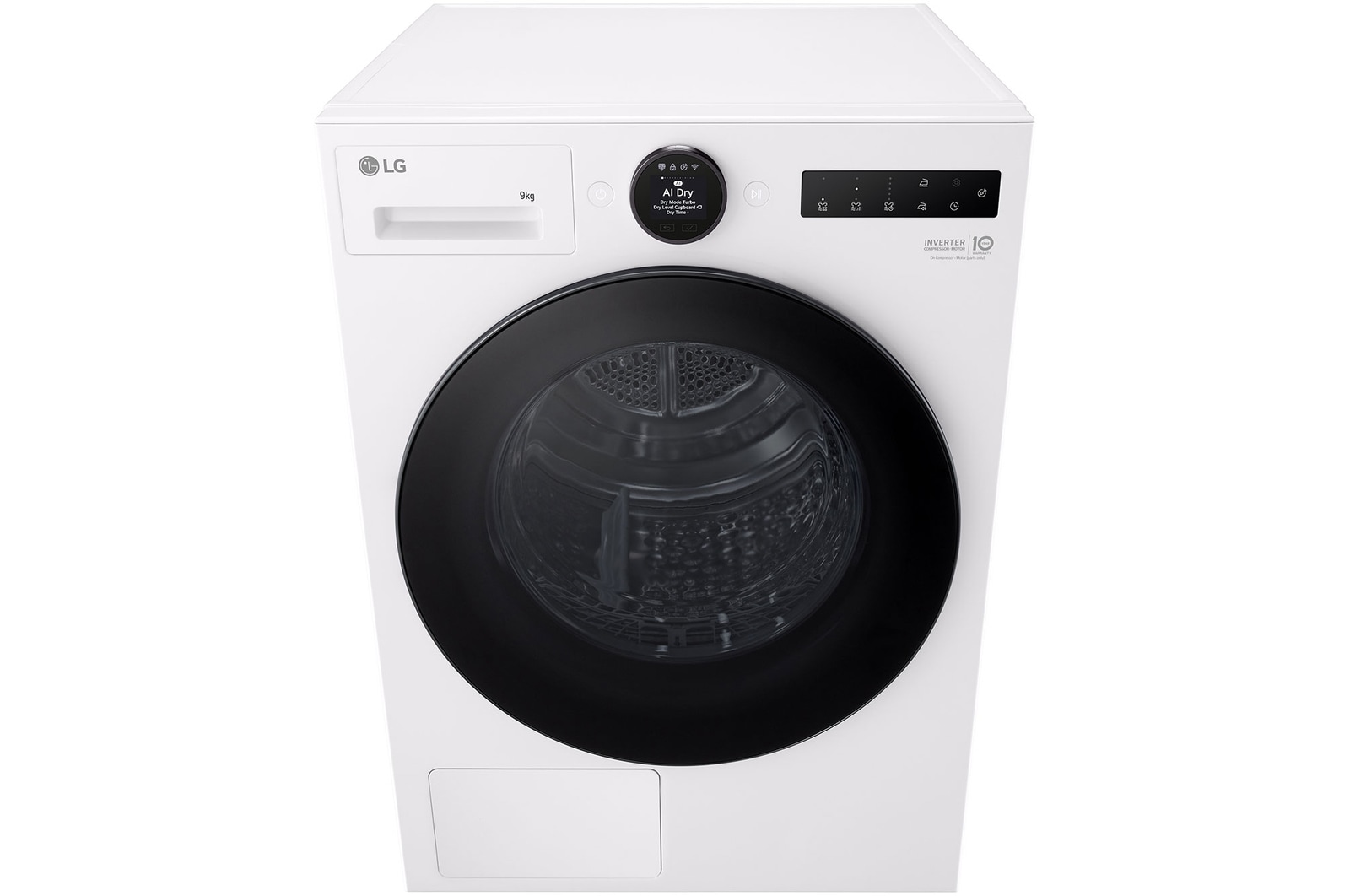 LG 9kg Series 9 Heat Pump Dryer - 9 Star, DXH9-09W, Front High Angle View
