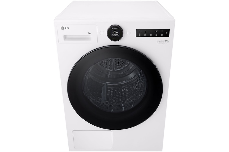 LG 9kg Series 9 Heat Pump Dryer - 9 Star, DXH9-09W, Front High Angle View