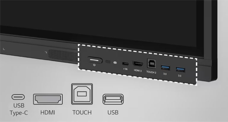 The LG CreateBoard has ports on the front such as USB and HDMI.
