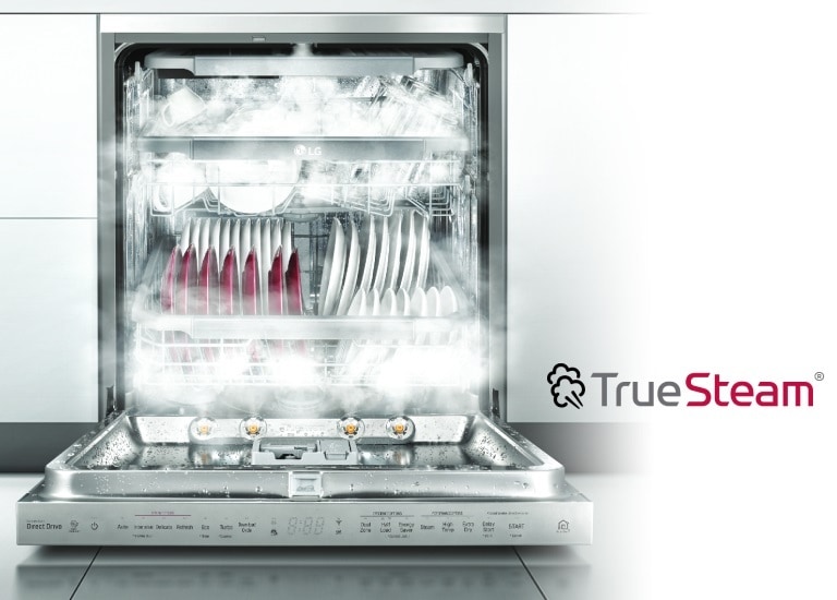 14 Place QuadWash Dishwasher in Platinum Steel Finish with TrueSteam XD4B24PS LG NZ