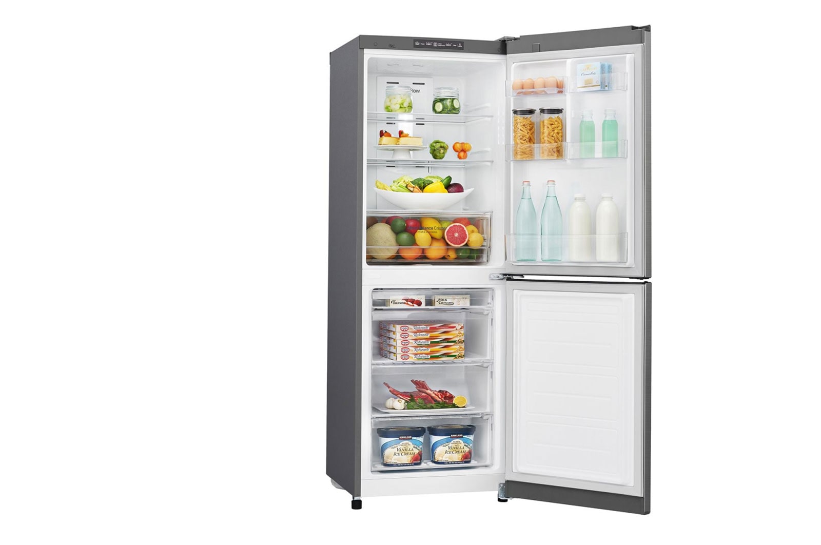 LG 310L Anti-fingerprint Shiny Steel Bottom Mount Fridge, GB-310RPL