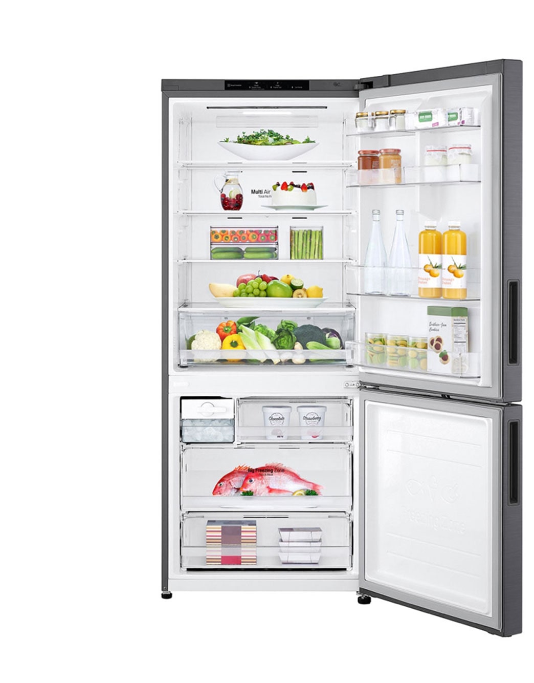 420L Bottom Mount Fridge with Door Cooling in Dark Graphite Finish GB