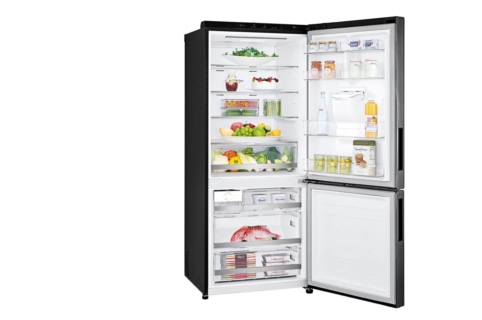 LG 420L Bottom Mount Fridge - Matte Black Finish, GB-W455MBL