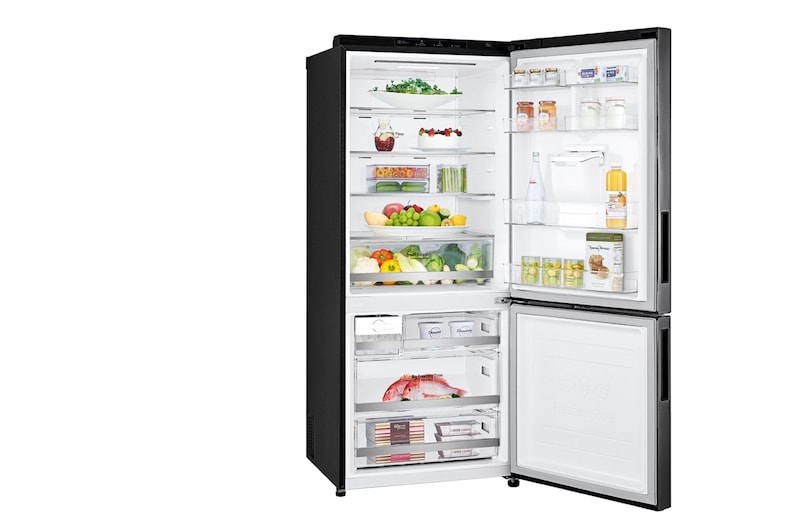 LG 420L Bottom Mount Fridge - Matte Black Finish, GB-W455MBL