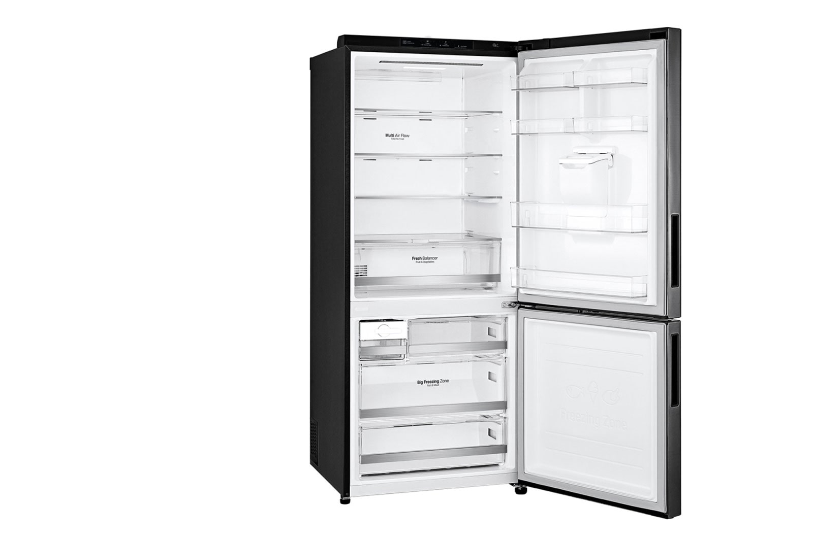 LG 420L Bottom Mount Fridge - Matte Black Finish, GB-W455MBL