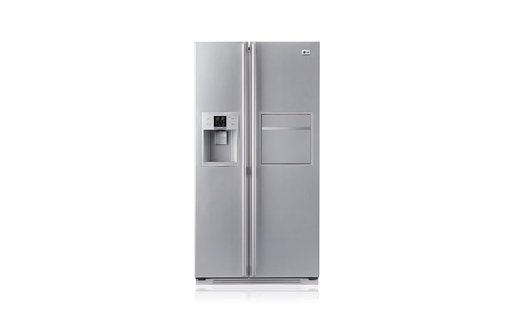 Front view of 567L Titanium Side by Side Fridge with One Touch Homebar GC-P197NFS
