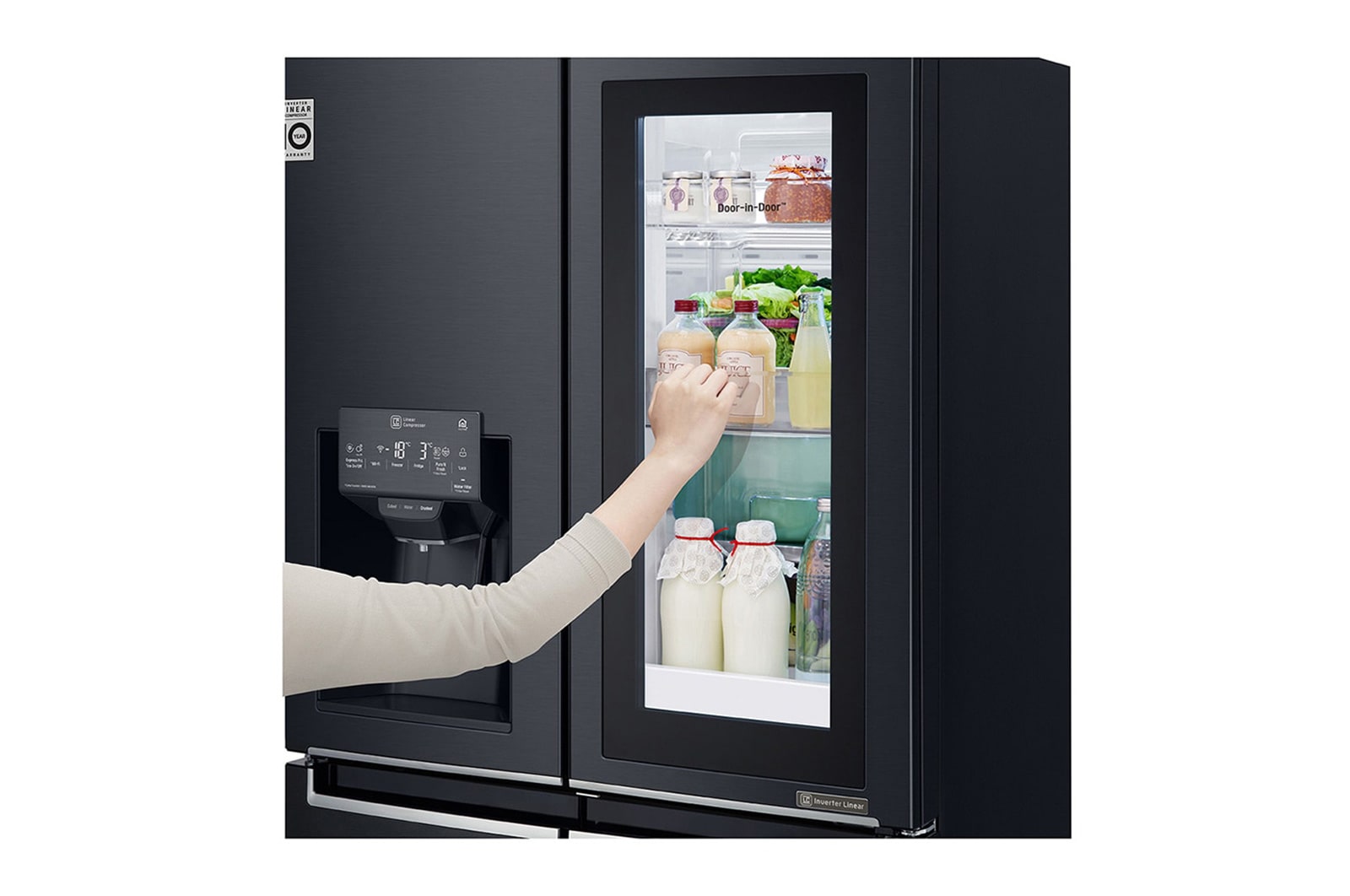 LG 508L Slim French Door Fridge, with InstaView Door-In-Door®, in Matte Black Finish, GF-V570MBL