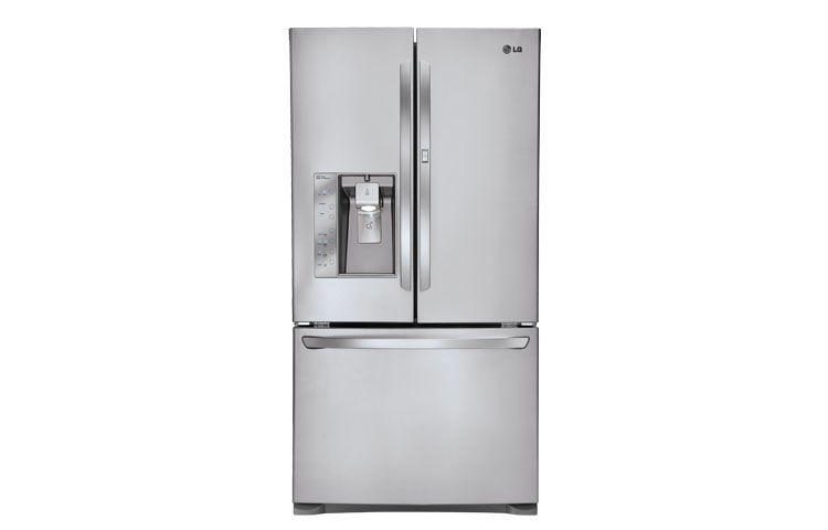 Front view of 907L 3 Door French Door Refrigerator with Door-In-Door GR-D907SL