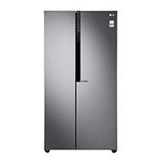 Front view of 626L Flat Door Side by Side Fridge, in Dark Graphite Finish GS-B680DSLE