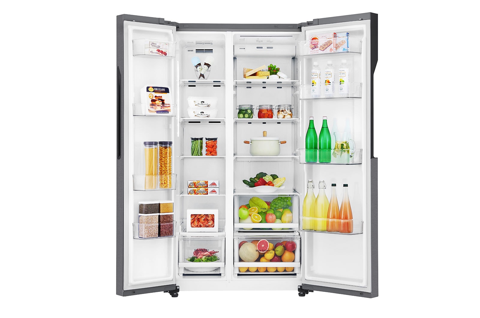 LG 626L Flat Door Side by Side Fridge, in Dark Graphite Finish, GS-B680DSLE