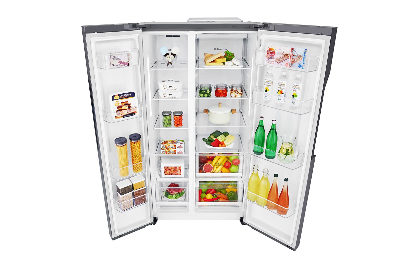 LG 626L Flat Door Side by Side Fridge, in Dark Graphite Finish, GS-B680DSLE