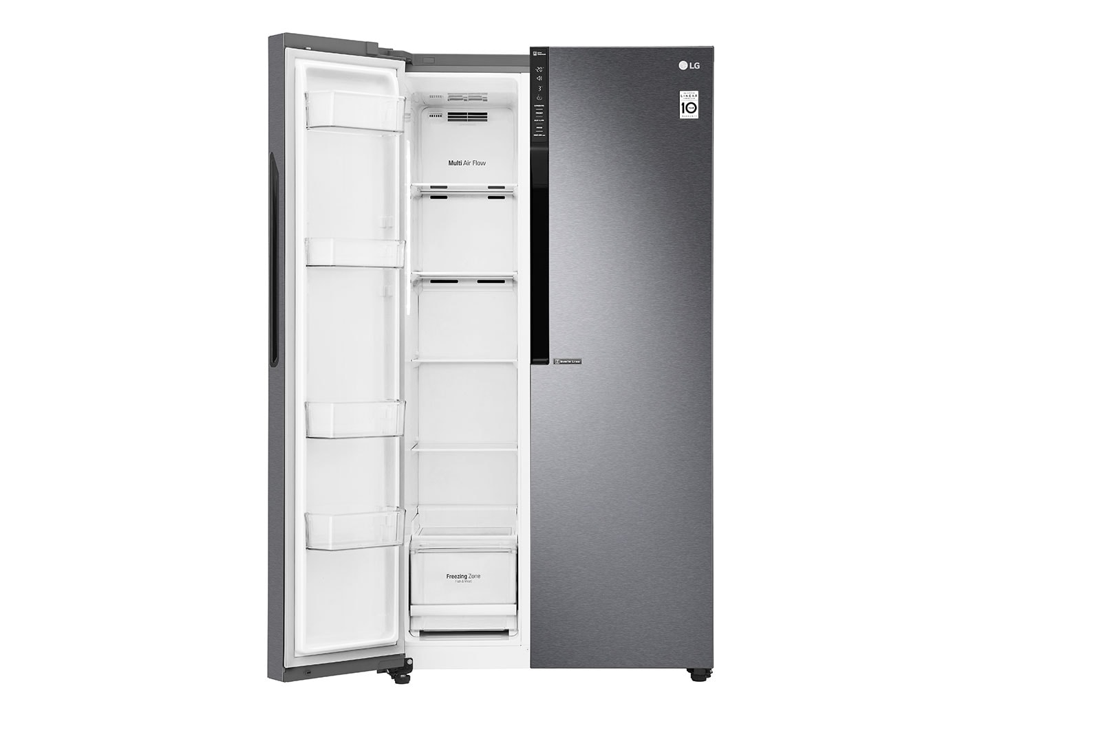 LG 626L Flat Door Side by Side Fridge, in Dark Graphite Finish, GS-B680DSLE