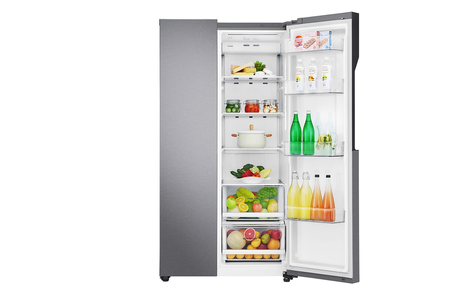 LG 626L Flat Door Side by Side Fridge, in Dark Graphite Finish, GS-B680DSLE