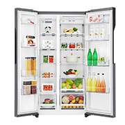 LG 626L Flat Door Side by Side Fridge, in Dark Graphite Finish, GS-B680DSLE