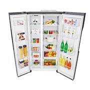 LG 626L Flat Door Side by Side Fridge, in Dark Graphite Finish, GS-B680DSLE