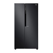 Front view of 626L Flat Door Side by Side Fridge, in Matte Black Finish GS-B680MBL