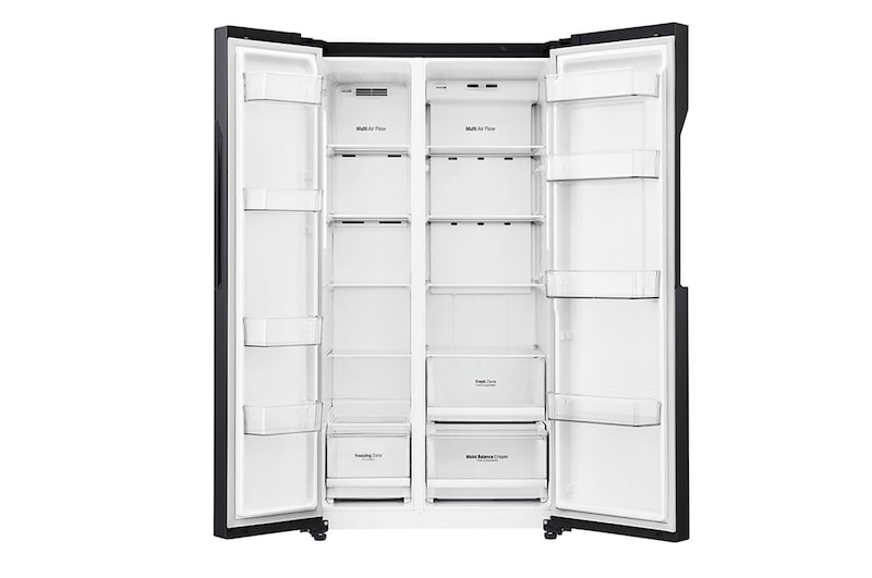 LG 626L Flat Door Side by Side Fridge, in Matte Black Finish, GS-B680MBL