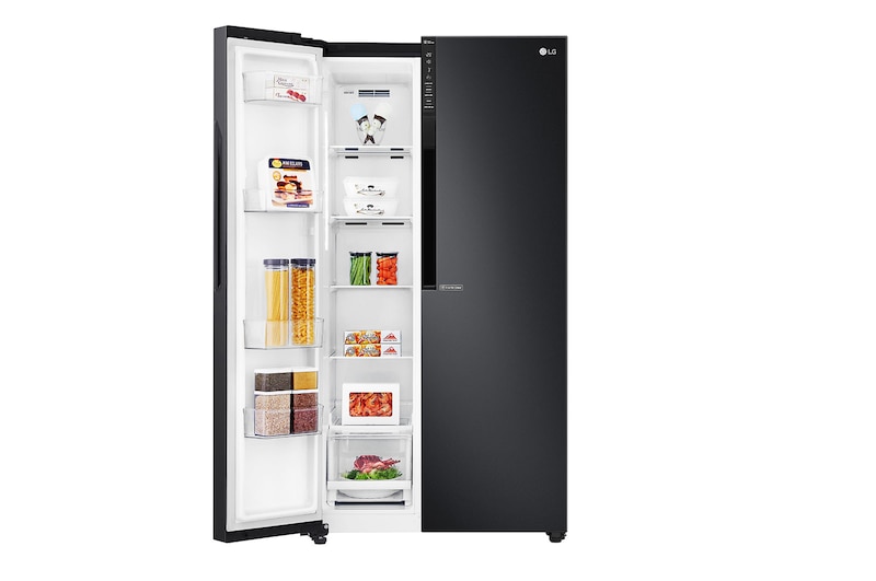 LG 626L Flat Door Side by Side Fridge, in Matte Black Finish, GS-B680MBL