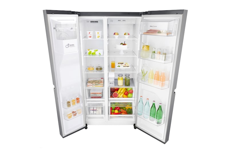LG 625L Side by Side Fridge non-Plumbed Ice & Water Dispenser, GS-L668PNL